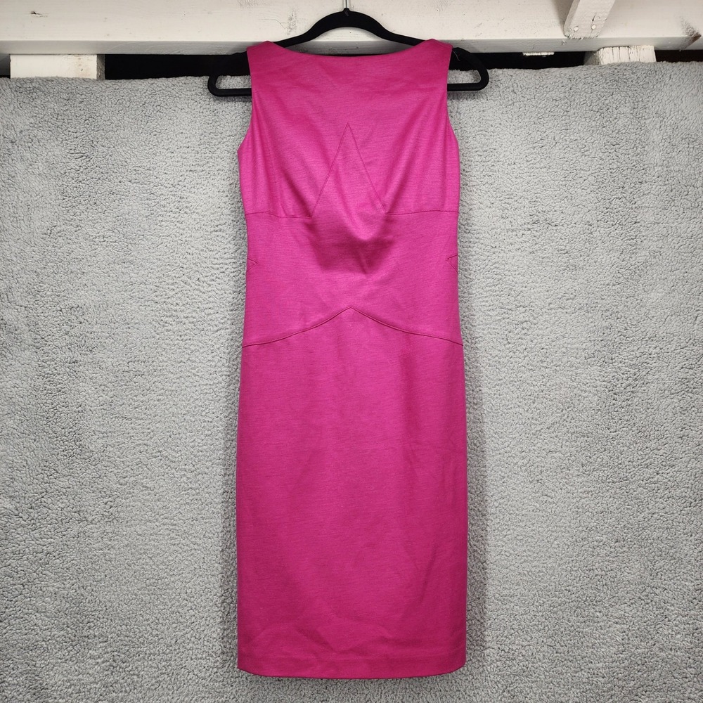 Diane von Furstenberg Fuchsia Pink Wool Blend Sheath Dress V-Back Size 4